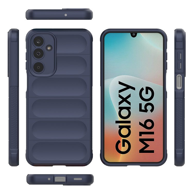 For Samsung Galaxy M16 5G / F16 5G Case Anti-Drop Soft TPU Rugged Phone Back Cover - Dark Blue