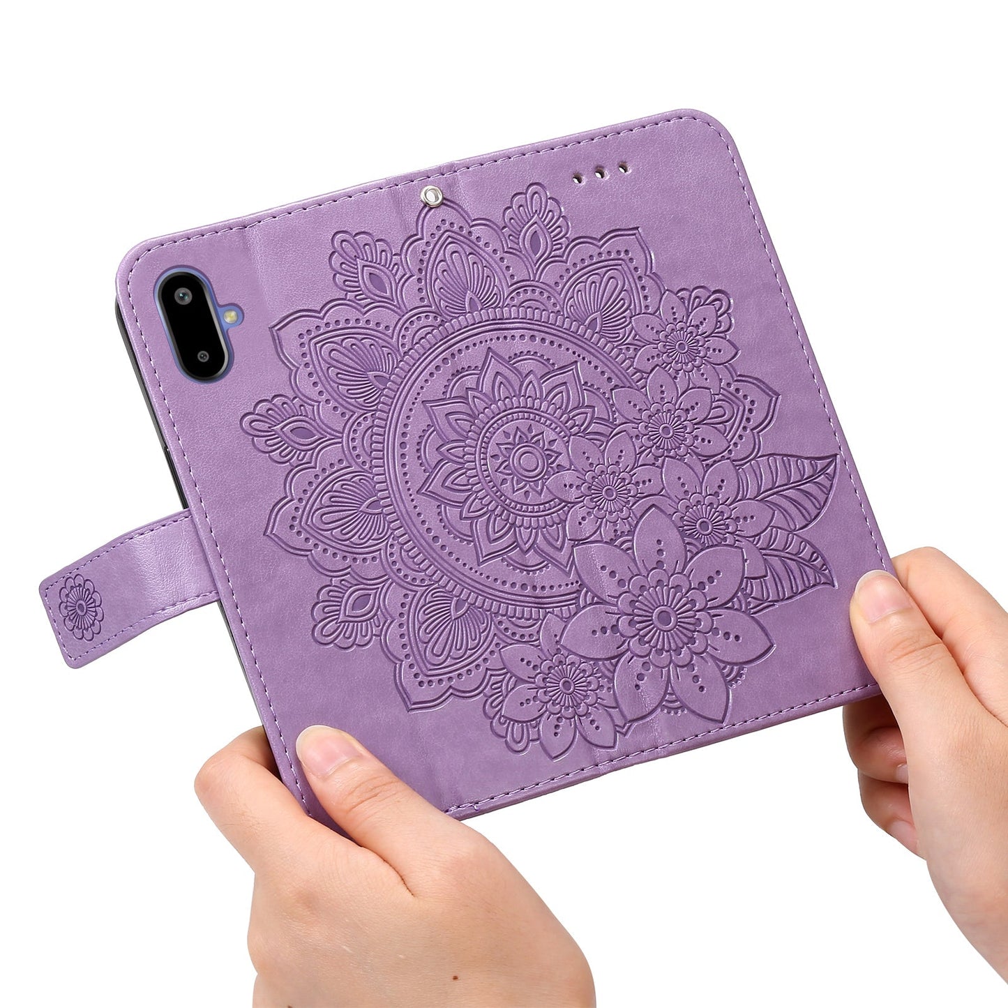 For Samsung Galaxy F06 5G Case Floral Pattern PU Leather Wallet Stand Phone Cover - Purple