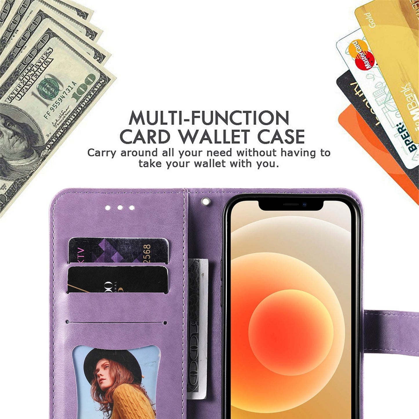 For Samsung Galaxy F06 5G Case Floral Pattern PU Leather Wallet Stand Phone Cover - Purple