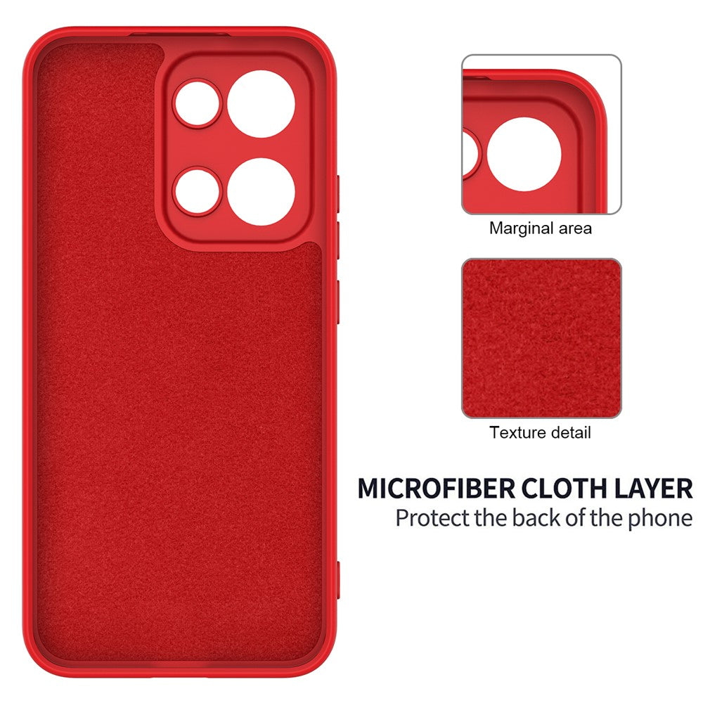 For Oppo Reno13 5G (Global) Liquid Silicone Case Phone Back Cover with Hand Strap - Red