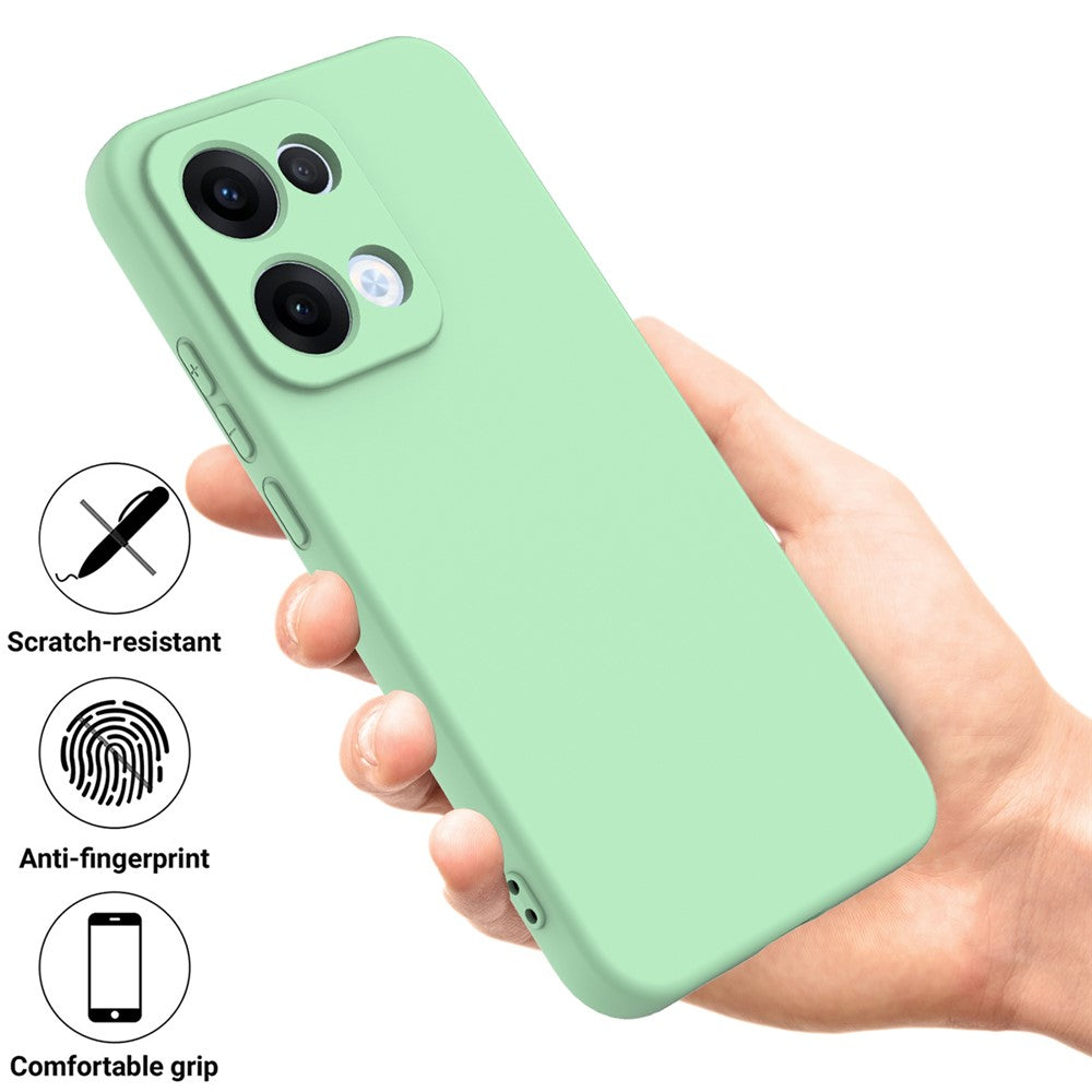 For Oppo Reno13 5G (Global) Liquid Silicone Case Phone Back Cover with Hand Strap - Green