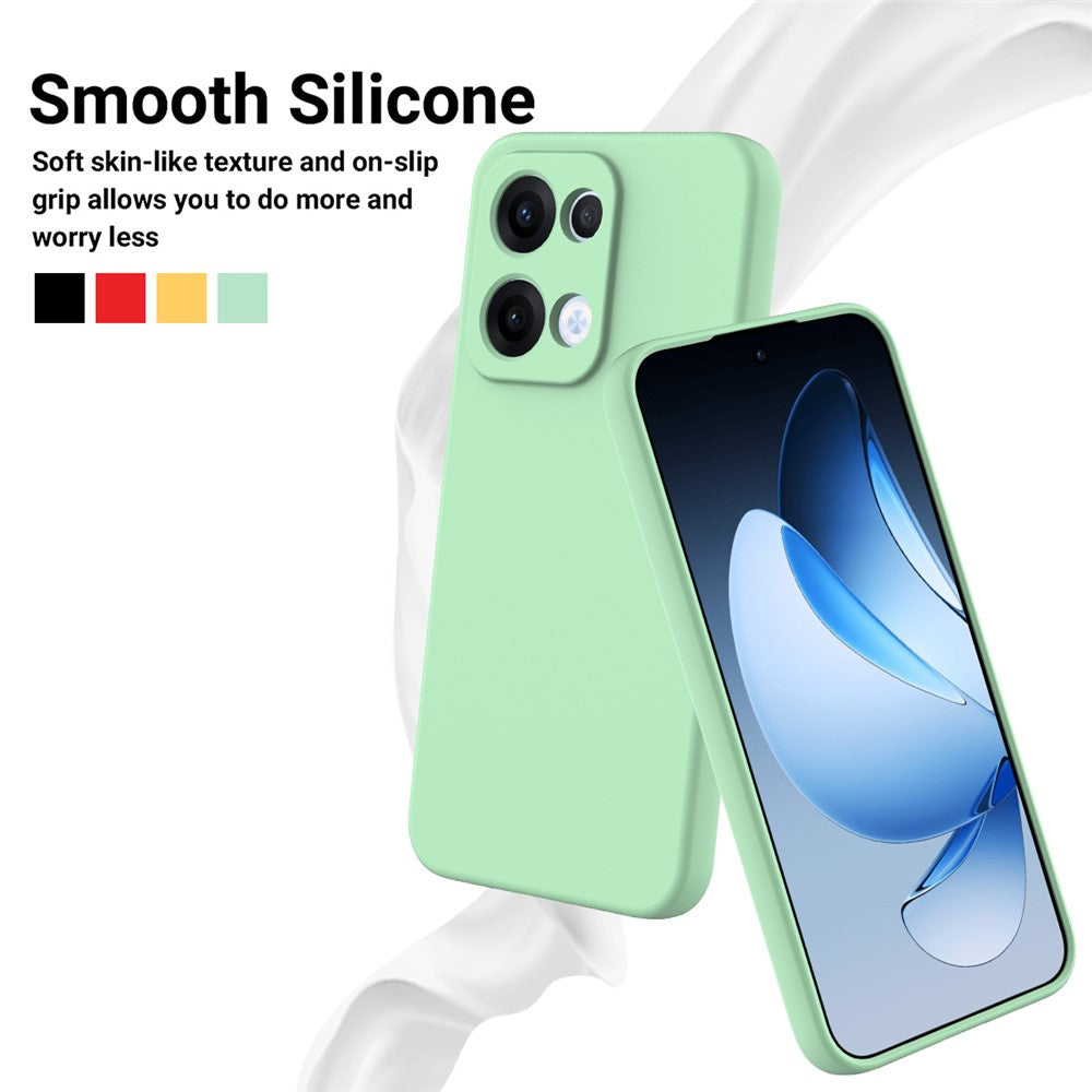 For Oppo Reno13 5G (Global) Liquid Silicone Case Phone Back Cover with Hand Strap - Green