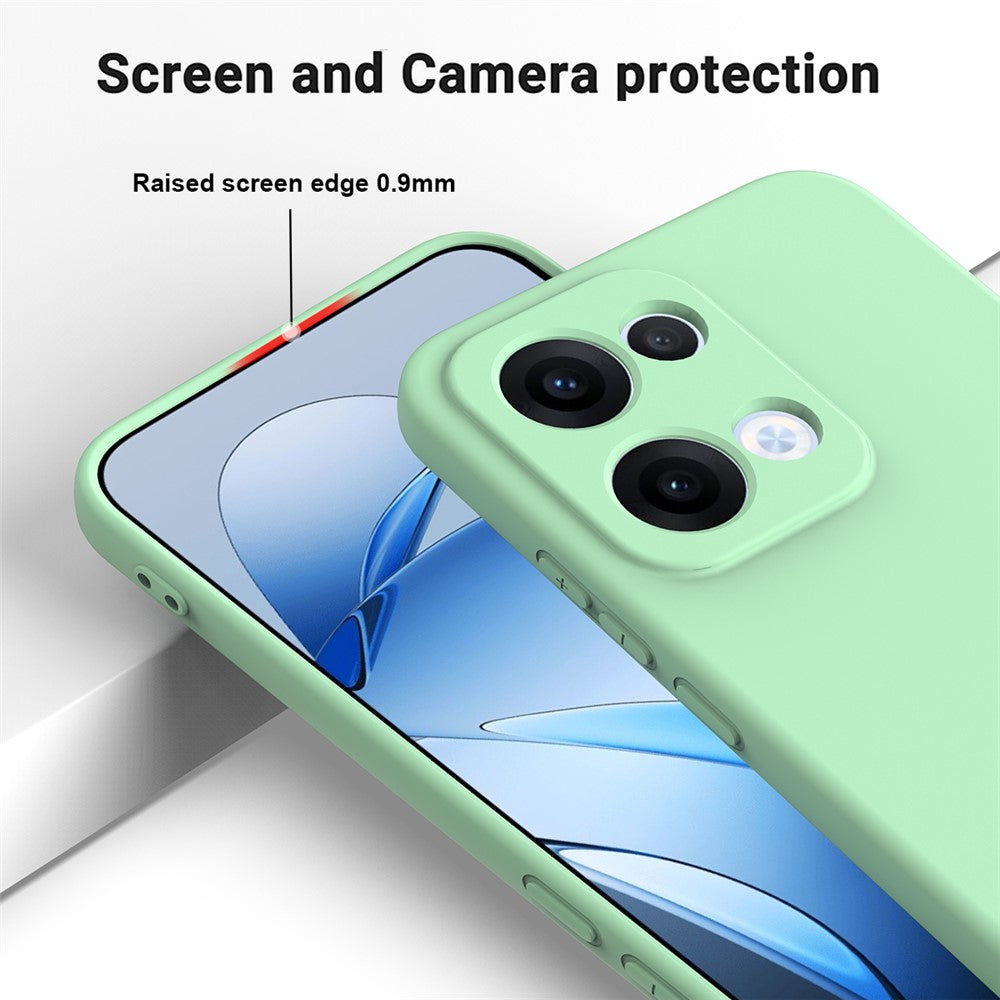 For Oppo Reno13 5G (Global) Liquid Silicone Case Phone Back Cover with Hand Strap - Green