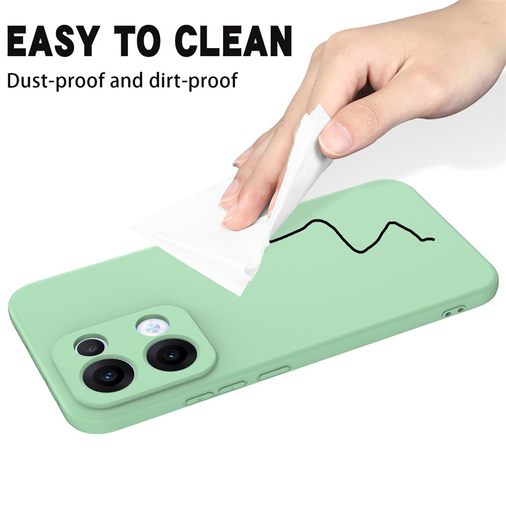 For Oppo Reno13 5G (Global) Liquid Silicone Case Phone Back Cover with Hand Strap - Green