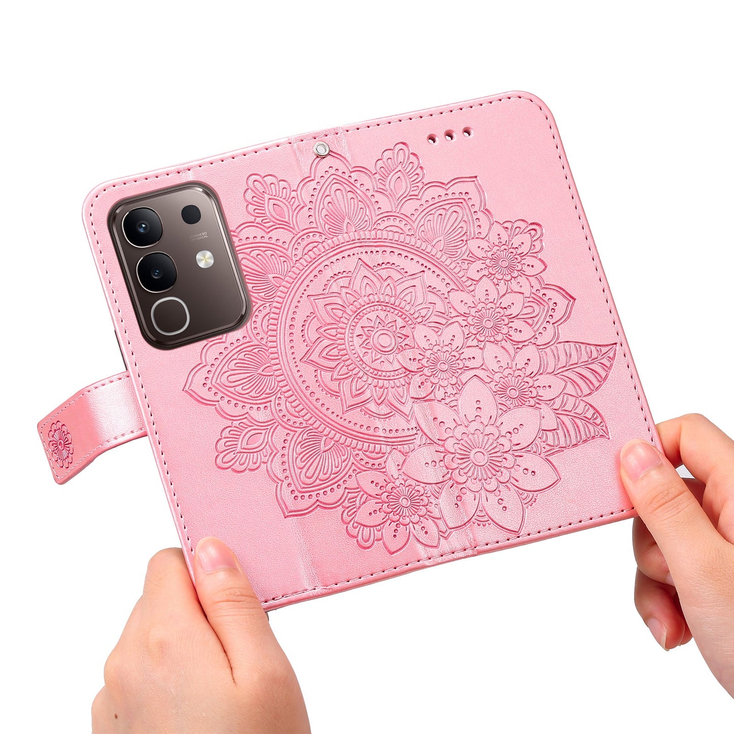 For vivo Y29 4G Case Floral Pattern PU Leather Wallet Stand Phone Cover - Pink