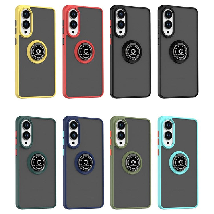 For Samsung Galaxy S25 Edge Case PC + TPU Ring Kickstand Anti Drop Phone Back Cover - Sky Blue