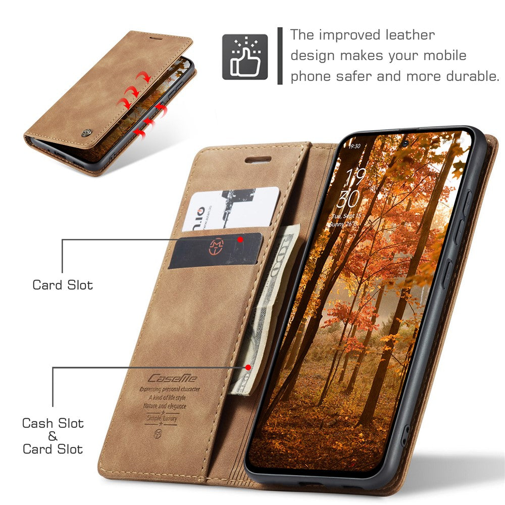 For Oppo Reno13 F 4G / Oppo Reno13 F 5G Wallet Case CASEME 013 Series PU Leather Phone Cover Stand - Brown
