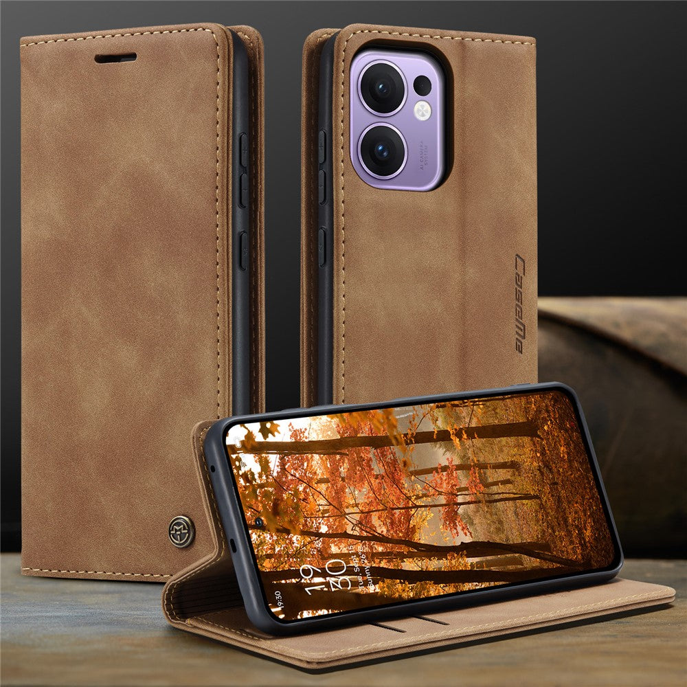 For Oppo Reno13 F 4G / Oppo Reno13 F 5G Wallet Case CASEME 013 Series PU Leather Phone Cover Stand - Brown