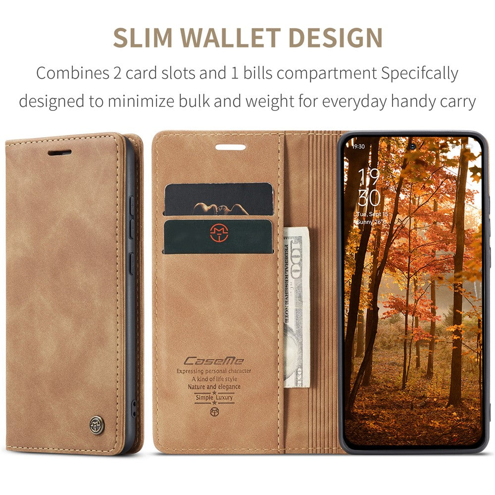 For Oppo Reno13 F 4G / Oppo Reno13 F 5G Wallet Case CASEME 013 Series PU Leather Phone Cover Stand - Brown