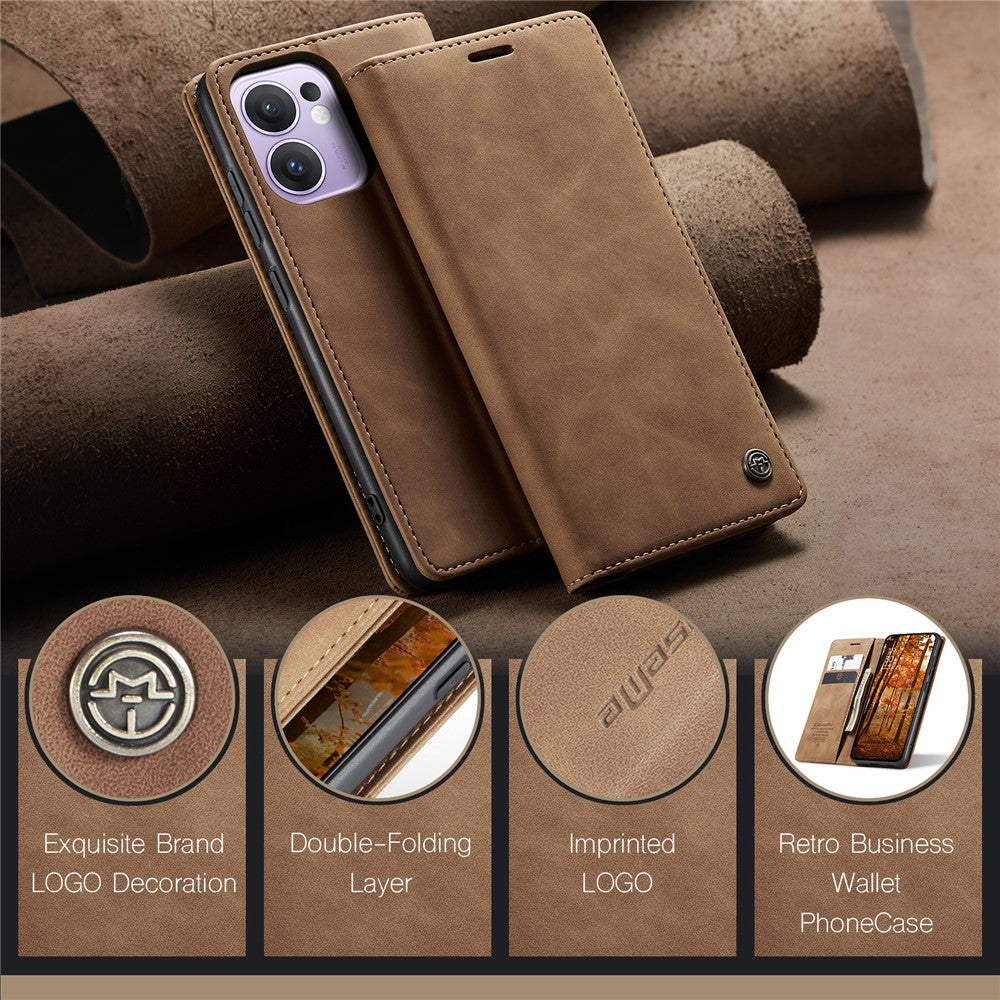 For Oppo Reno13 F 4G / Oppo Reno13 F 5G Wallet Case CASEME 013 Series PU Leather Phone Cover Stand - Brown