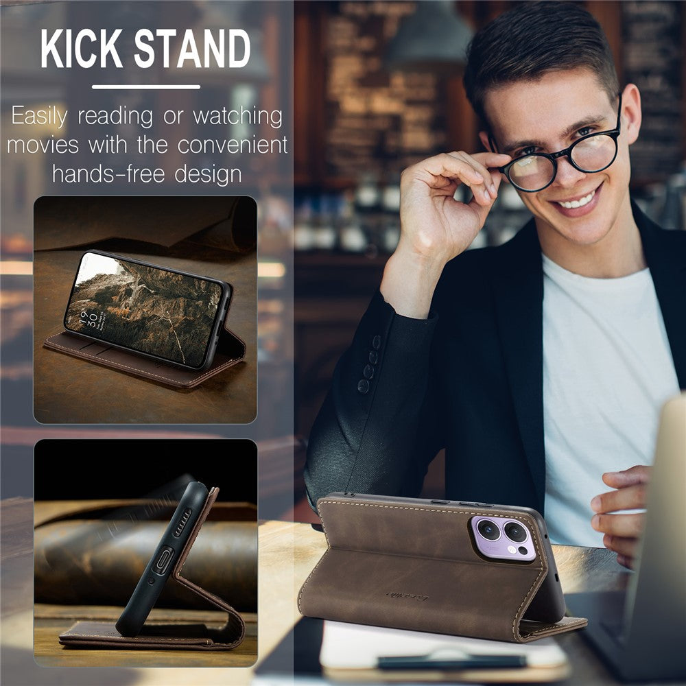 For Oppo Reno13 F 4G / Oppo Reno13 F 5G Wallet Case CASEME 013 Series PU Leather Phone Cover Stand - Coffee