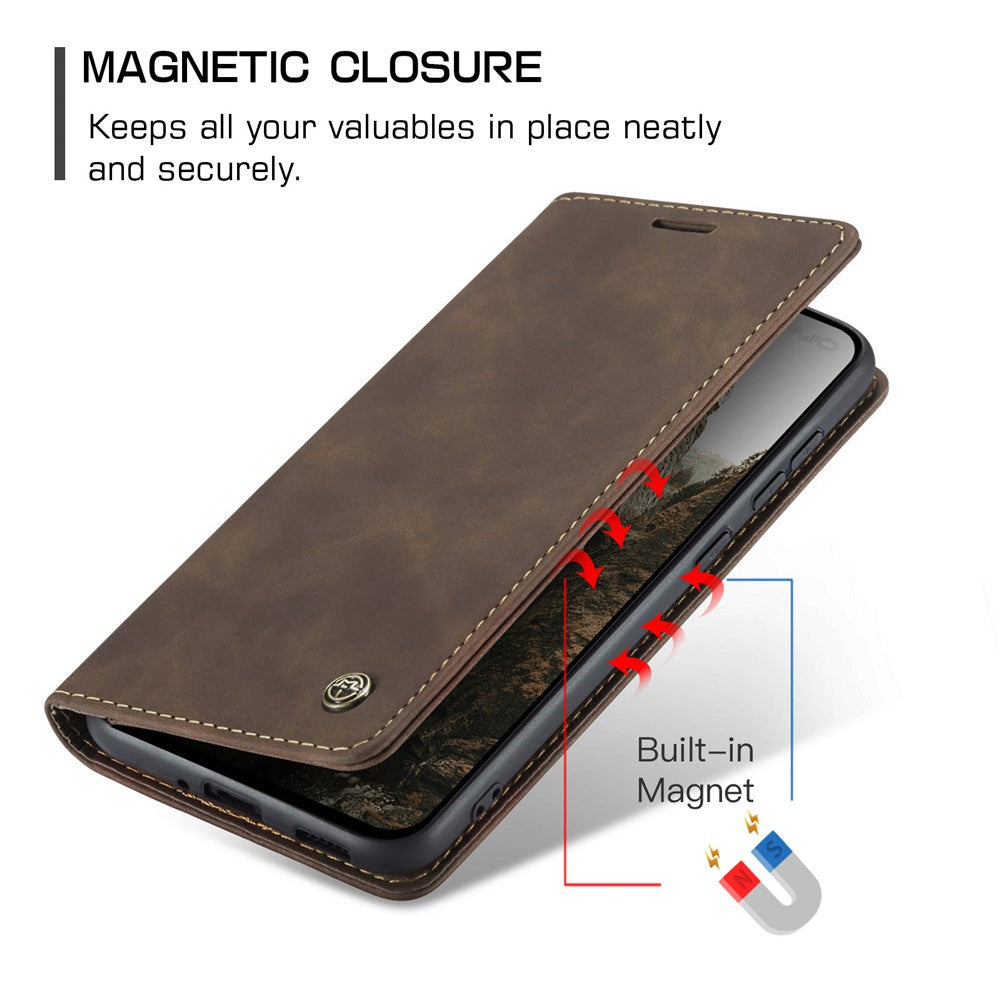 For Oppo Reno13 F 4G / Oppo Reno13 F 5G Wallet Case CASEME 013 Series PU Leather Phone Cover Stand - Coffee