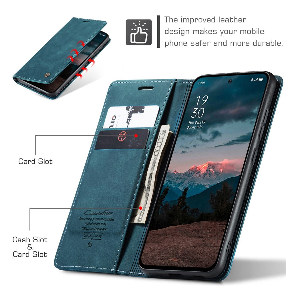 For Oppo Reno13 F 4G / Oppo Reno13 F 5G Wallet Case CASEME 013 Series PU Leather Phone Cover Stand - Blue