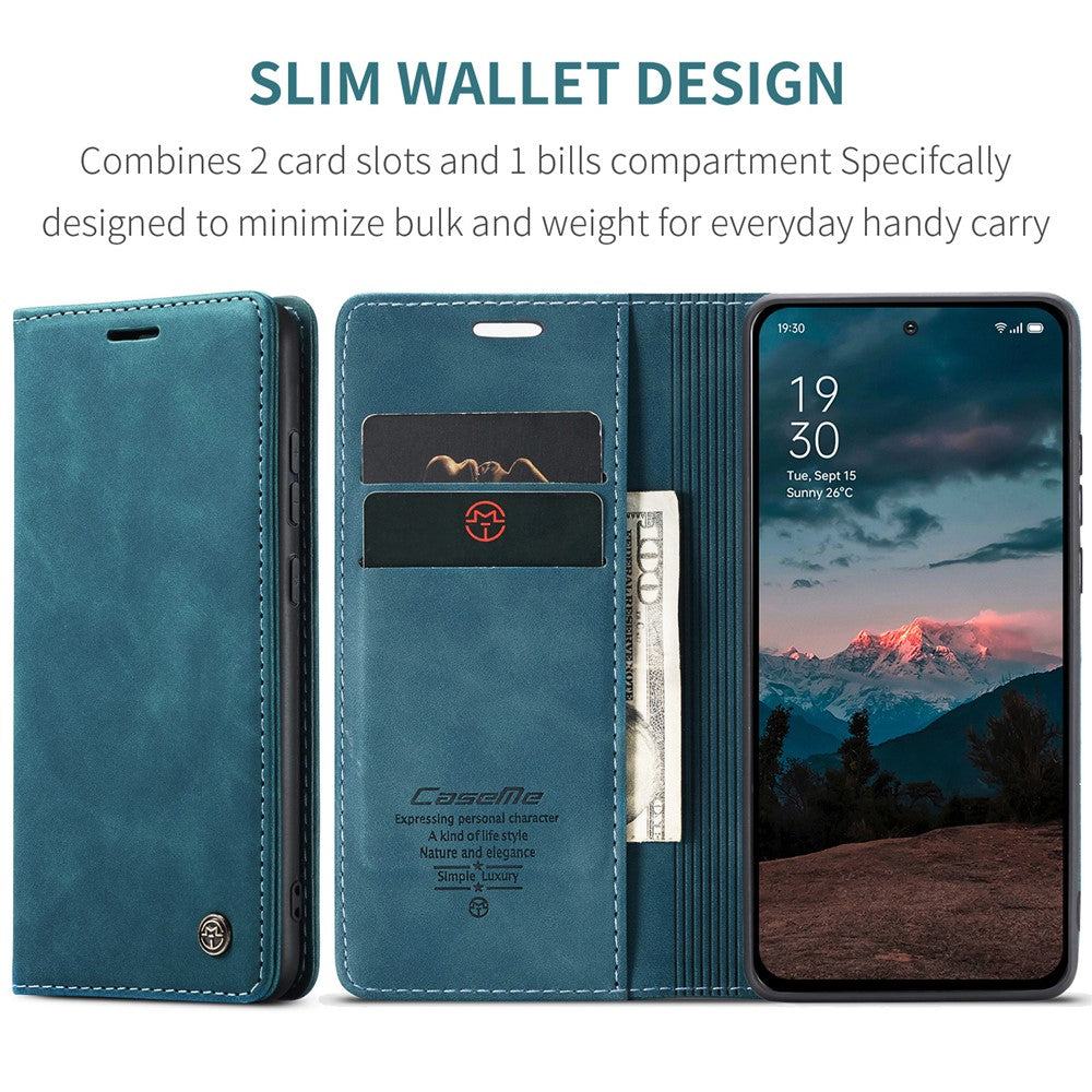 For Oppo Reno13 F 4G / Oppo Reno13 F 5G Wallet Case CASEME 013 Series PU Leather Phone Cover Stand - Blue