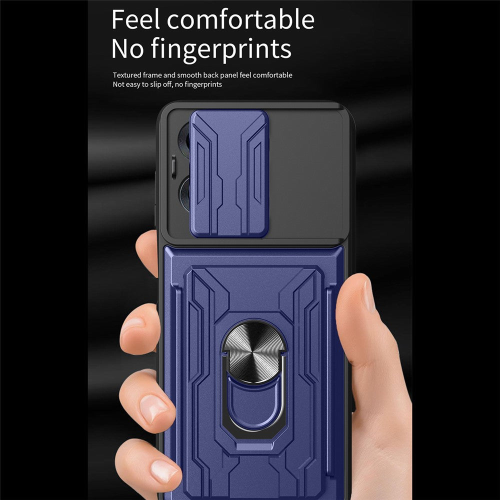For Oppo Reno13 5G (Global) Case PC + TPU Kickstand Phone Back Cover with Camera Slider - White