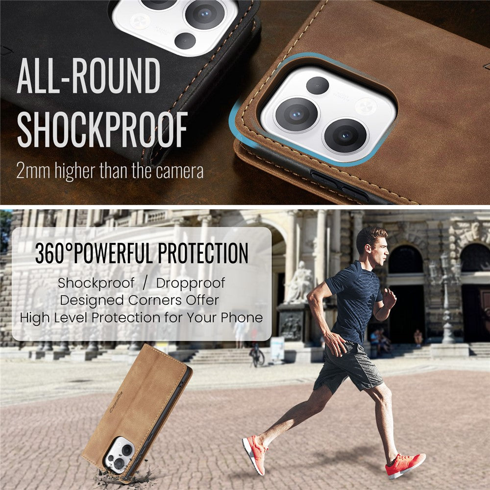 For Oppo Reno13 5G (Global) Wallet Case CASEME 013 Series PU Leather Phone Cover Stand - Brown