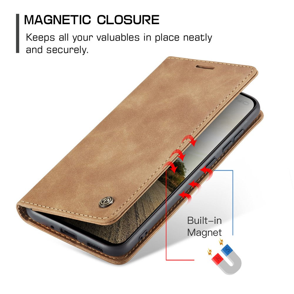 For Oppo Reno13 5G (Global) Wallet Case CASEME 013 Series PU Leather Phone Cover Stand - Brown