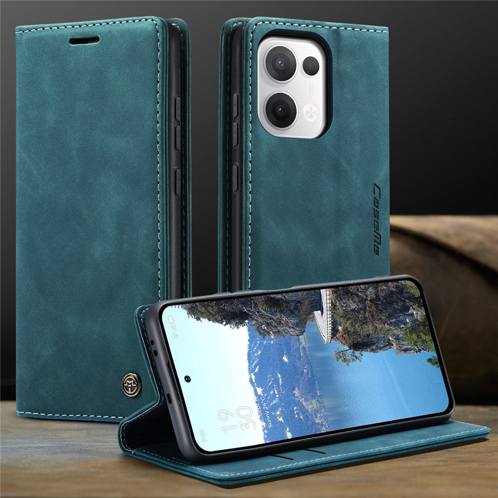 For Oppo Reno13 5G (Global) Wallet Case CASEME 013 Series PU Leather Phone Cover Stand - Blue