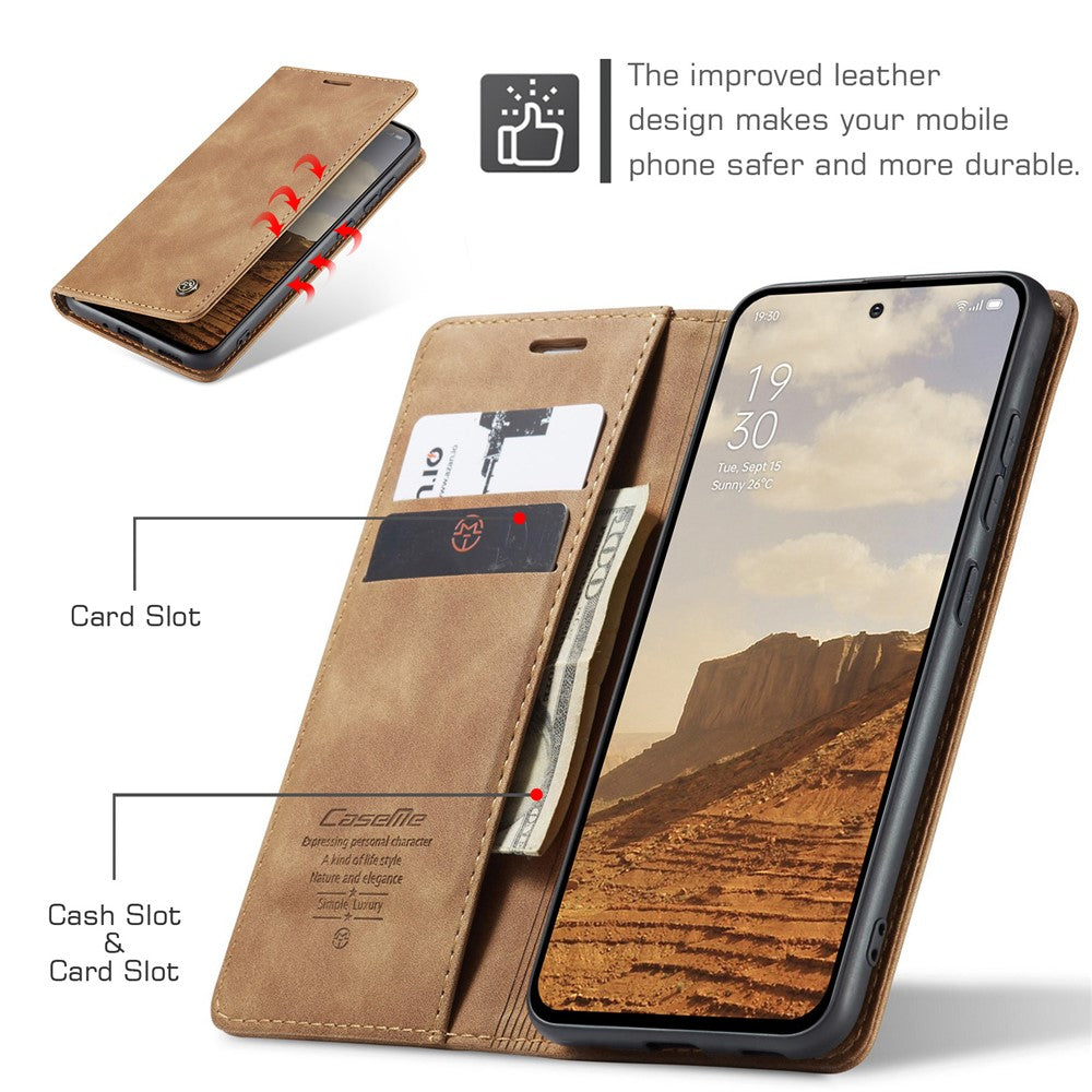 For Oppo Reno13 Pro 5G Wallet Case CASEME 013 Series PU Leather Phone Cover Stand - Brown