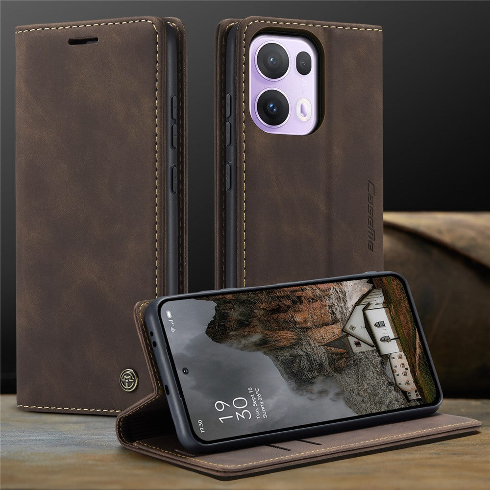 For Oppo Reno13 Pro 5G Wallet Case CASEME 013 Series PU Leather Phone Cover Stand - Coffee
