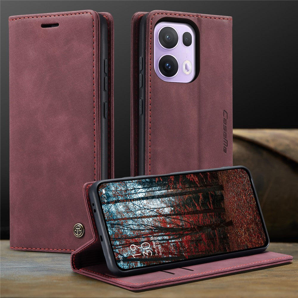 For Oppo Reno13 Pro 5G Wallet Case CASEME 013 Series PU Leather Phone Cover Stand - Red