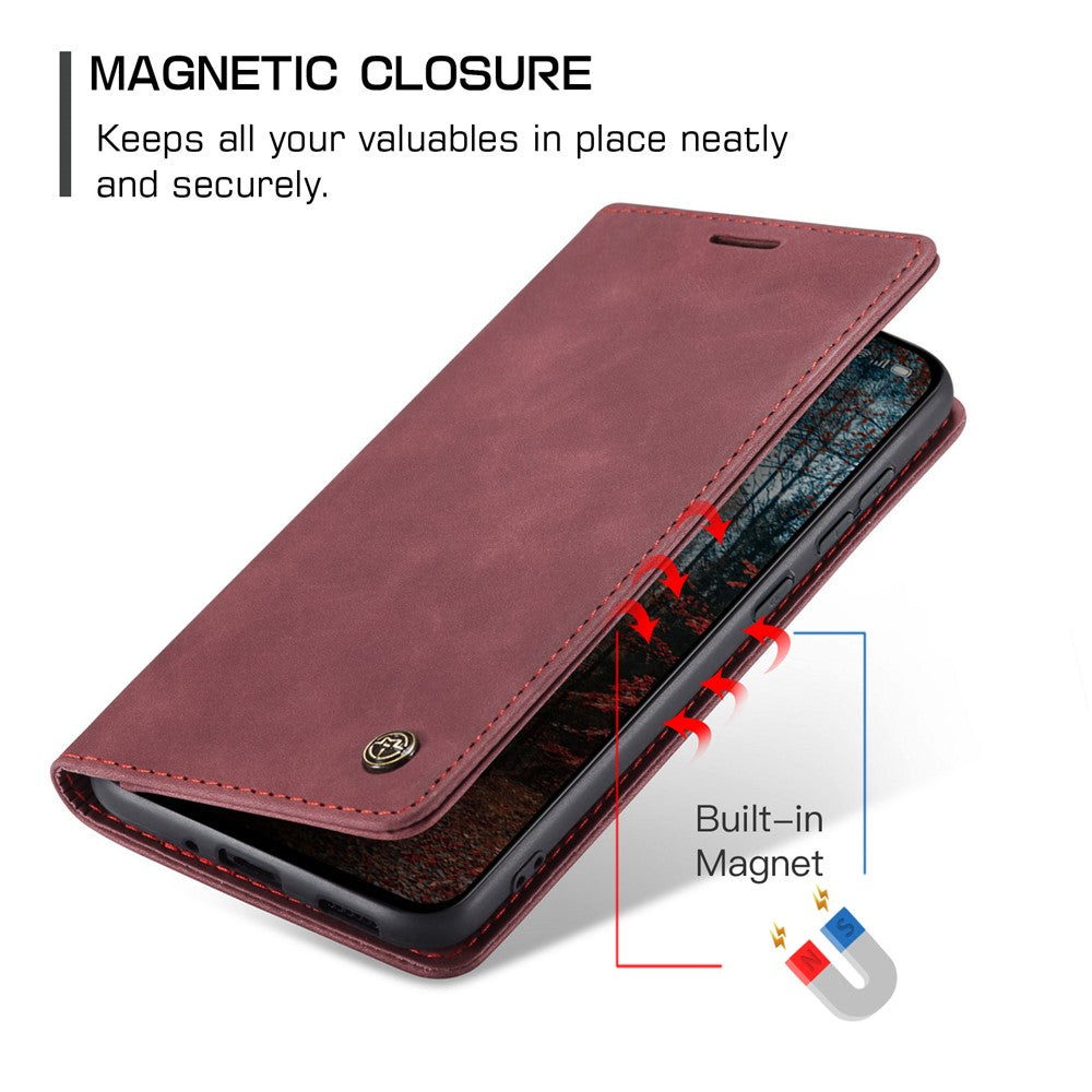 For Oppo Reno13 Pro 5G Wallet Case CASEME 013 Series PU Leather Phone Cover Stand - Red