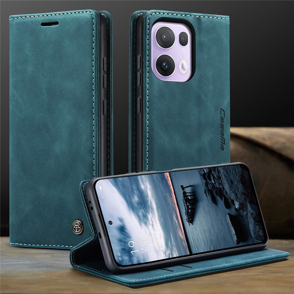 For Oppo Reno13 Pro 5G Wallet Case CASEME 013 Series PU Leather Phone Cover Stand - Blue
