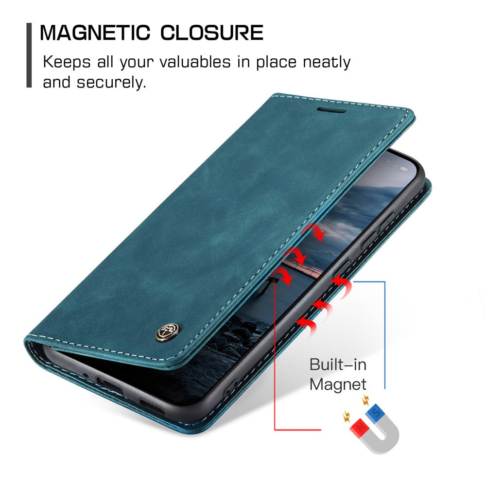 For Oppo Reno13 Pro 5G Wallet Case CASEME 013 Series PU Leather Phone Cover Stand - Blue