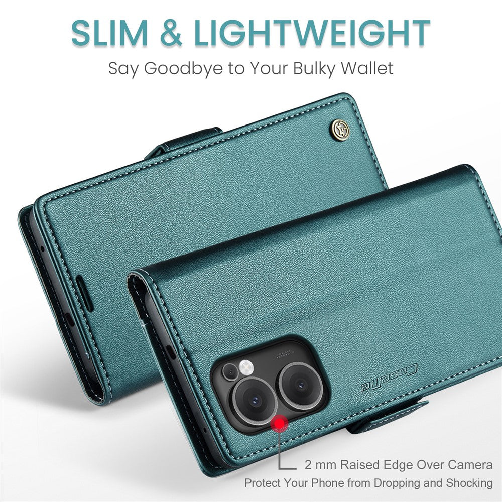 For Oppo Reno13 F 4G / Oppo Reno13 F 5G Case CASEME 023 Series RFID Blocking Leather Wallet Stand Phone Cover - Green