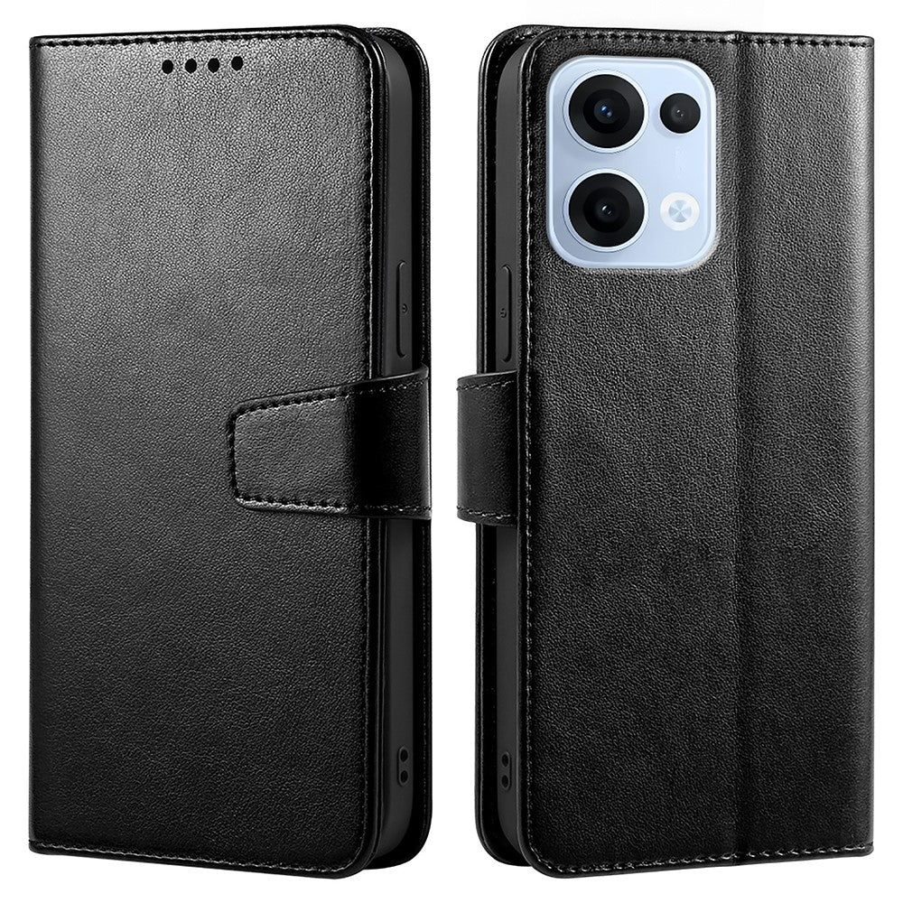 For Oppo Reno13 5G (Global) Case Stand Card Holder Wallet Leather Phone Cover - Black