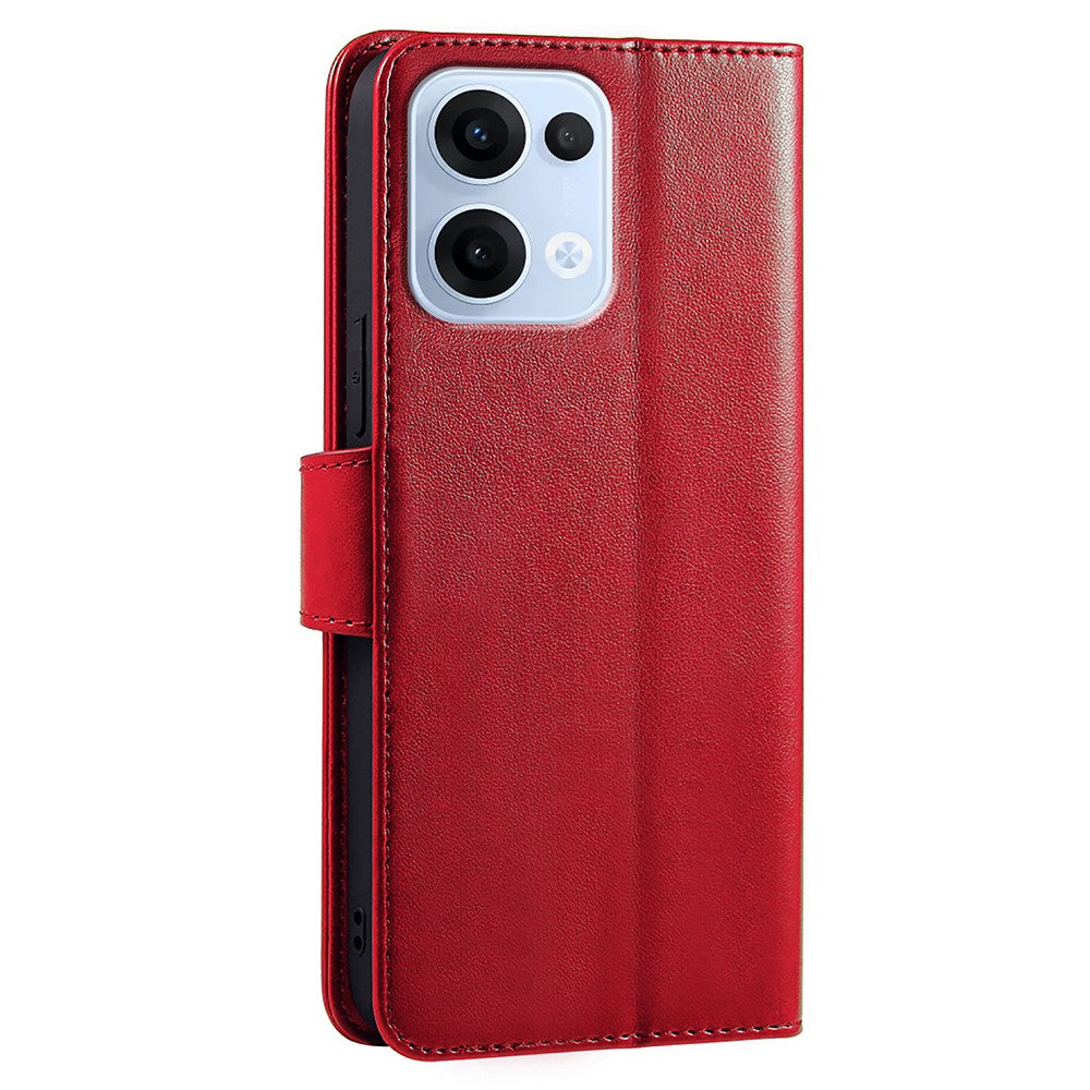For Oppo Reno13 5G (Global) Case Stand Card Holder Wallet Leather Phone Cover - Red