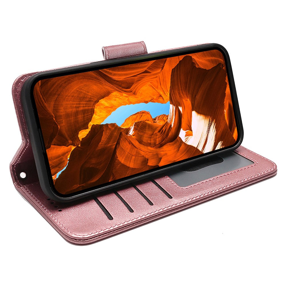 For Oppo Reno13 5G (Global) Case Stand Card Holder Wallet Leather Phone Cover - Rose Gold