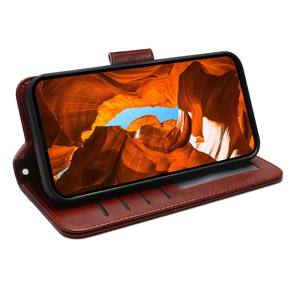 For Oppo Reno13 5G (Global) Case Stand Card Holder Wallet Leather Phone Cover - Brown