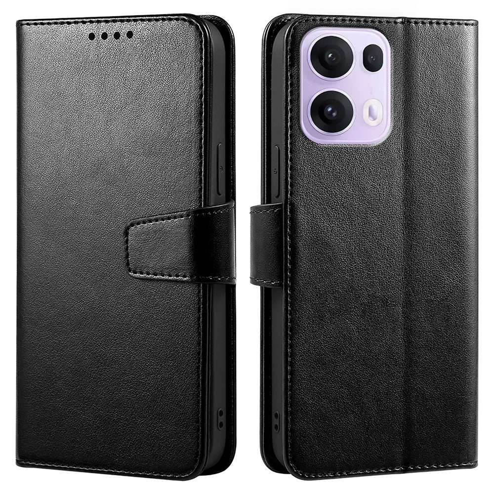 For Oppo Reno13 Pro 5G Case Stand Card Holder Wallet Leather Phone Cover - Black