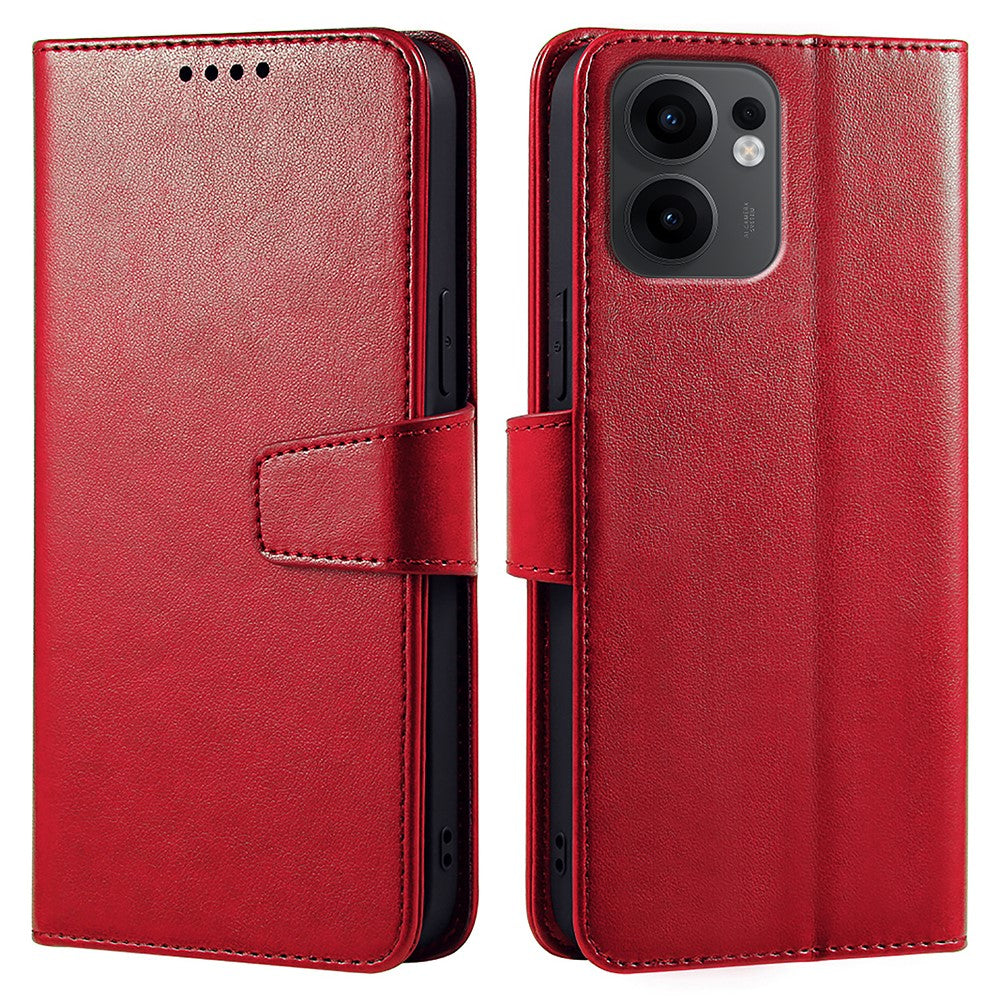 For Oppo Reno13 F 4G / 5G Case Stand Card Holder Wallet Leather Phone Cover - Red