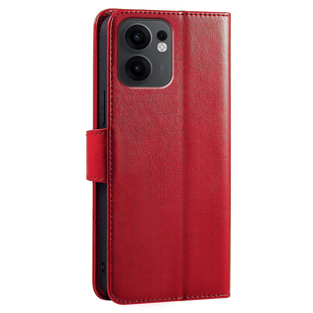 For Oppo Reno13 F 4G / 5G Case Stand Card Holder Wallet Leather Phone Cover - Red
