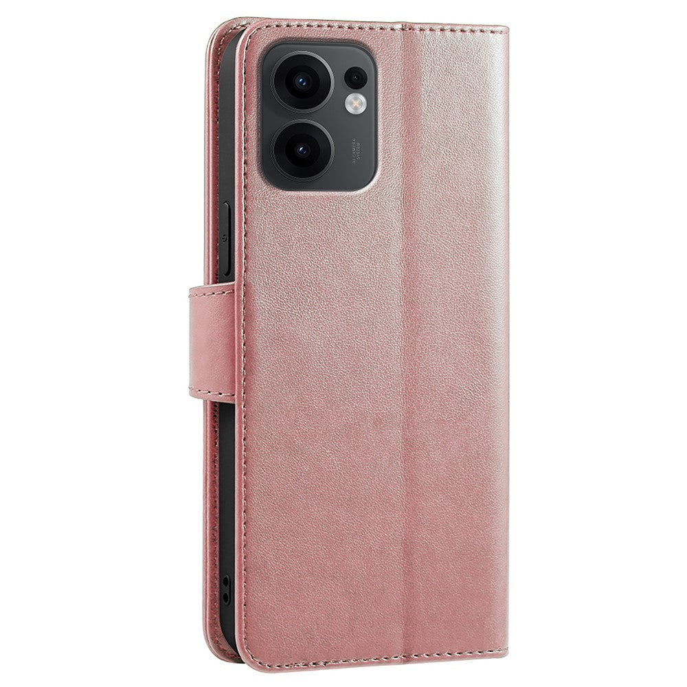 For Oppo Reno13 F 4G / 5G Case Stand Card Holder Wallet Leather Phone Cover - Rose Gold