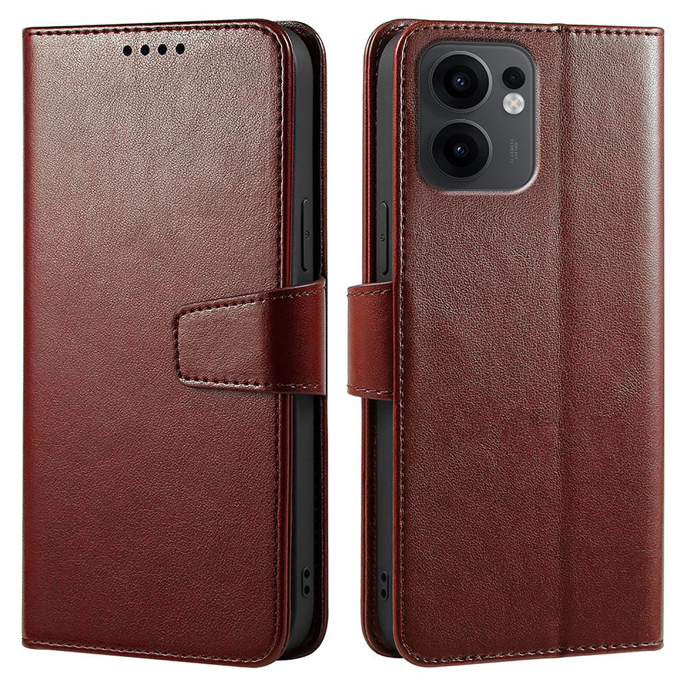 For Oppo Reno13 F 4G / 5G Case Stand Card Holder Wallet Leather Phone Cover - Brown