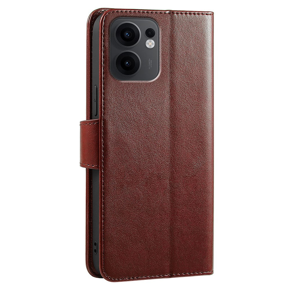 For Oppo Reno13 F 4G / 5G Case Stand Card Holder Wallet Leather Phone Cover - Brown