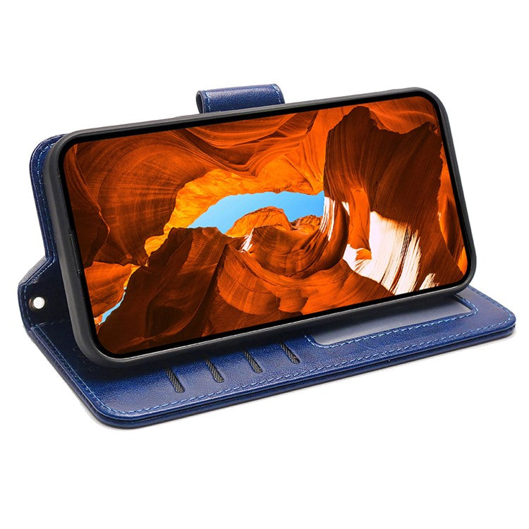 For Samsung Galaxy S25 Edge Case Stand Card Holder Wallet Leather Phone Cover - Blue