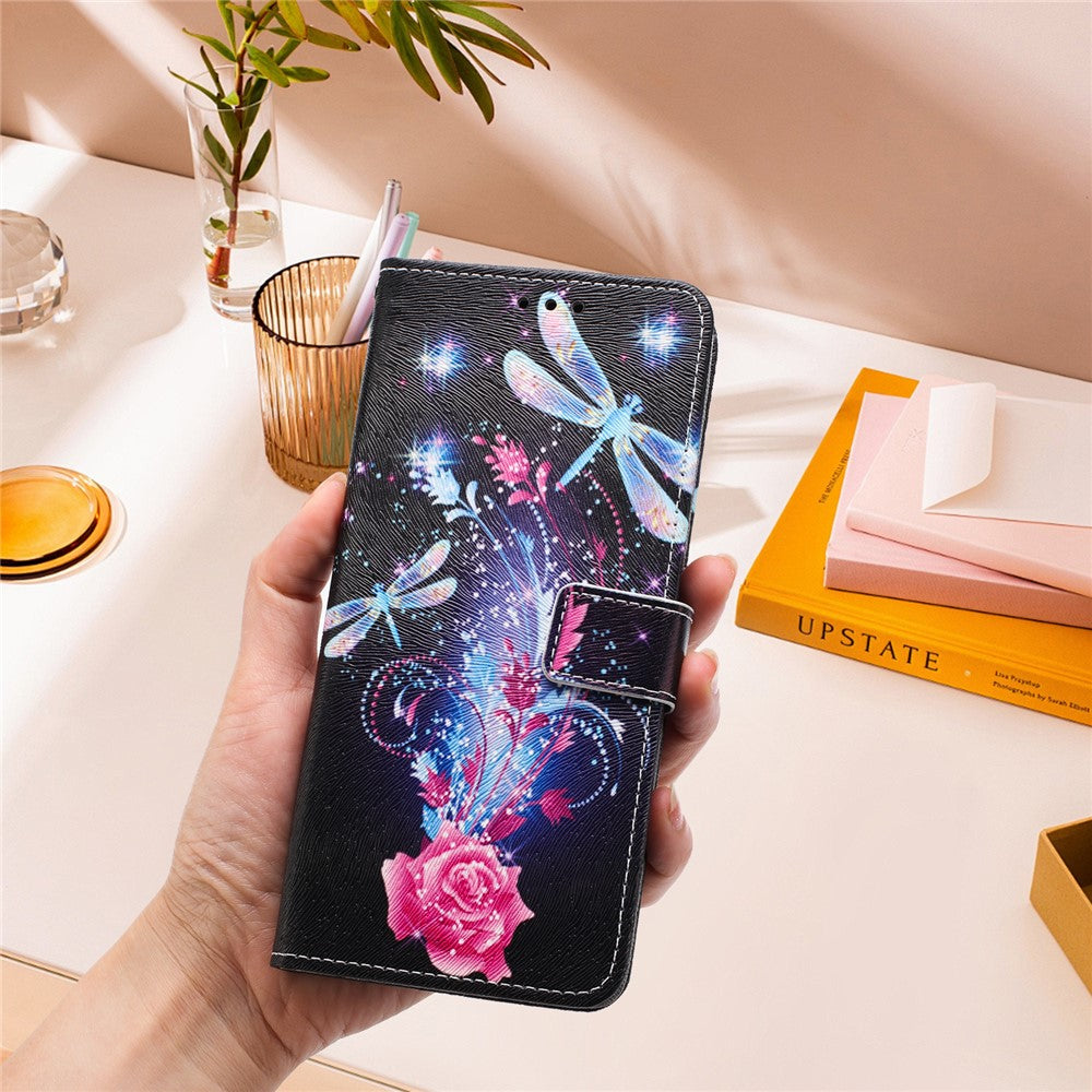 YX-2501 For Oppo Reno13 5G (Global) Case Pattern Printing PU Leather Wallet Phone Cover with Lanyard - Dragonfly