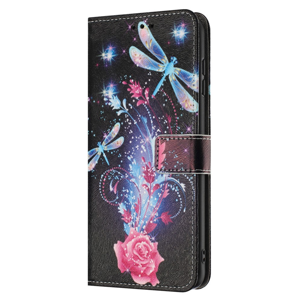 YX-2501 For Oppo Reno13 5G (Global) Case Pattern Printing PU Leather Wallet Phone Cover with Lanyard - Dragonfly