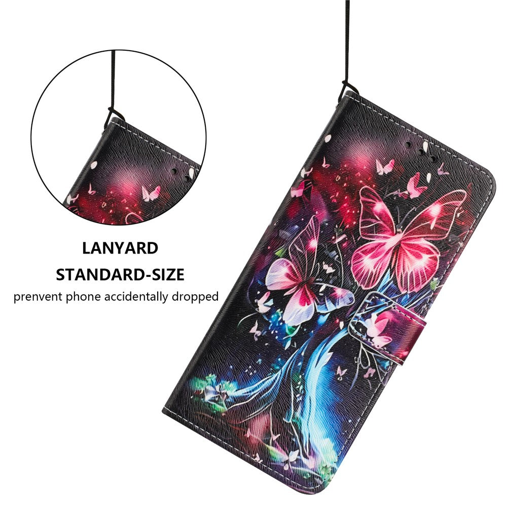 YX-2501 For Oppo Reno13 5G (Global) Case Pattern Printing PU Leather Wallet Phone Cover with Lanyard - Butterfly Tree