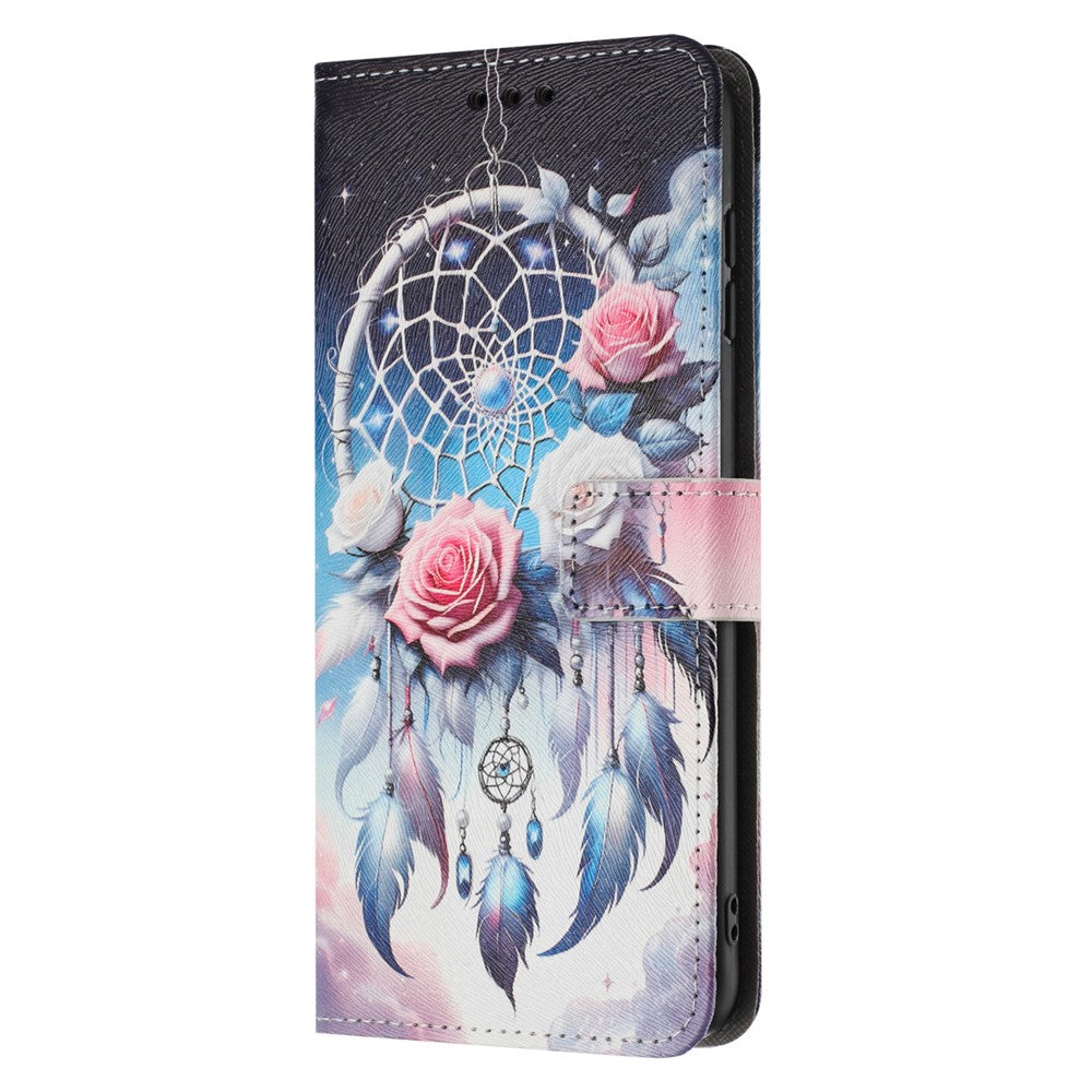 YX-2501 For Oppo Reno13 5G (Global) Case Pattern Printing PU Leather Wallet Phone Cover with Lanyard - Flower Wind Chime