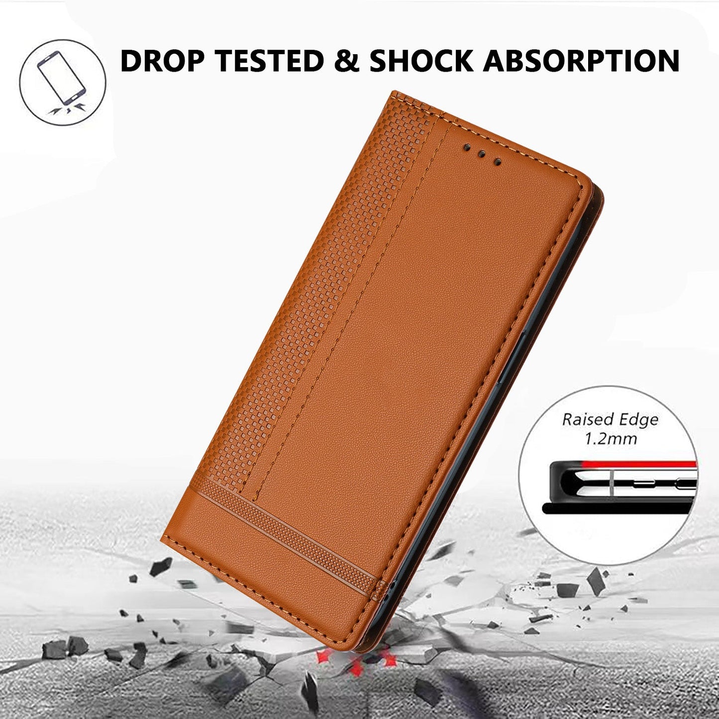 For Samsung Galaxy M06 5G / Galaxy F06 5G Case L-Shaped Grid Pattern Leather Stand Phone Cover with Card Slots - Brown