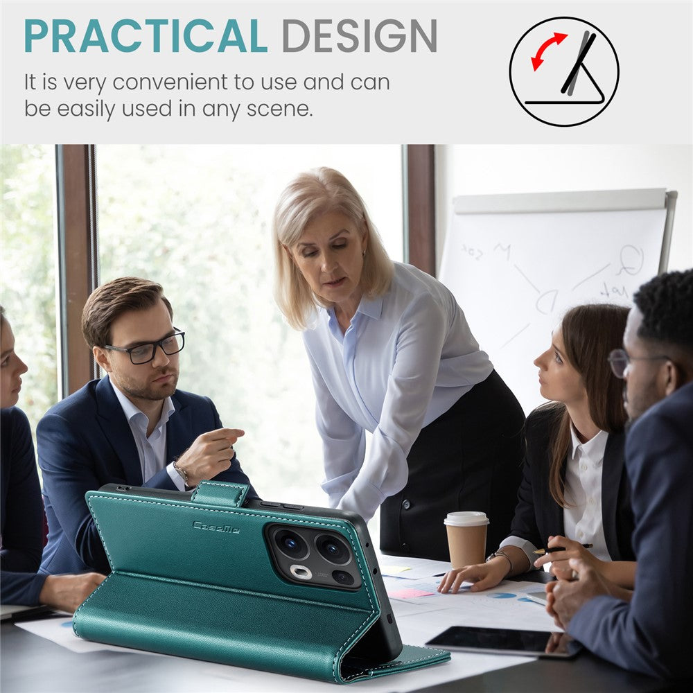 For Oppo Reno13 Pro 5G Case CASEME 023 Series RFID Blocking Leather Wallet Stand Phone Cover - Green