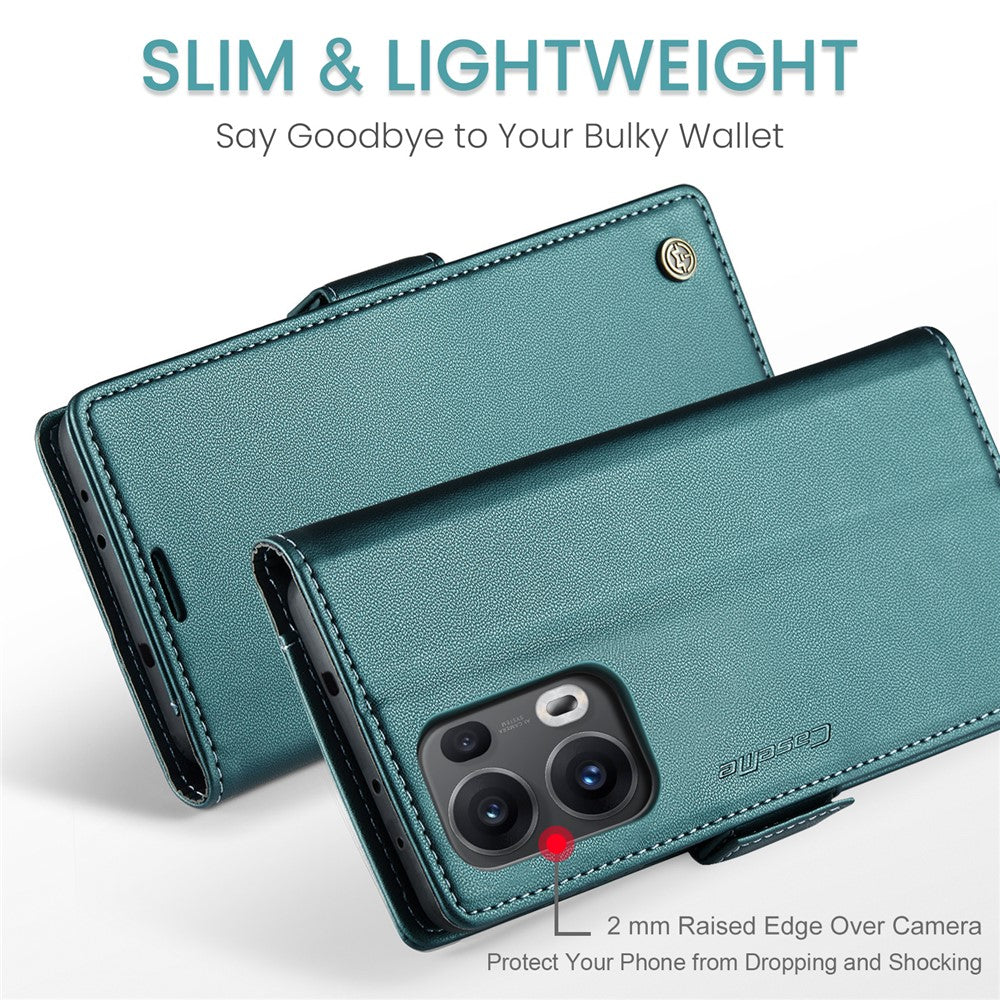 For Oppo Reno13 Pro 5G Case CASEME 023 Series RFID Blocking Leather Wallet Stand Phone Cover - Green