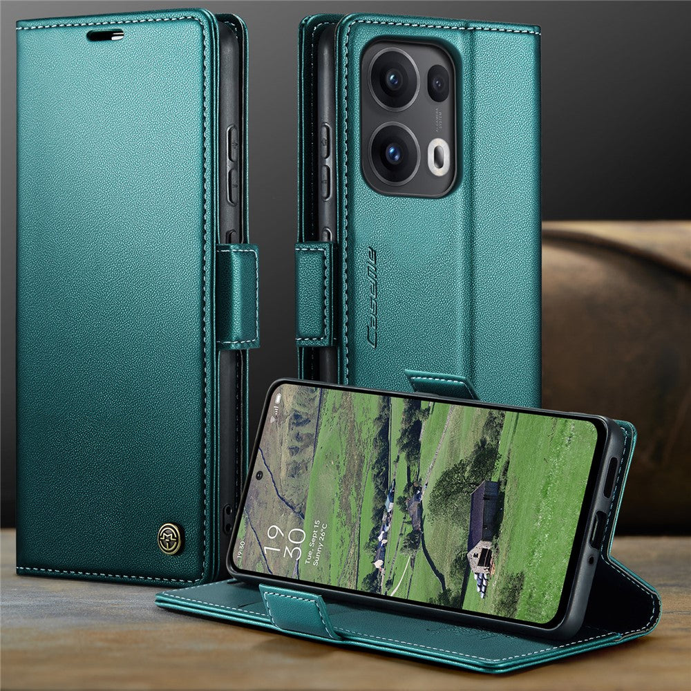 For Oppo Reno13 Pro 5G Case CASEME 023 Series RFID Blocking Leather Wallet Stand Phone Cover - Green