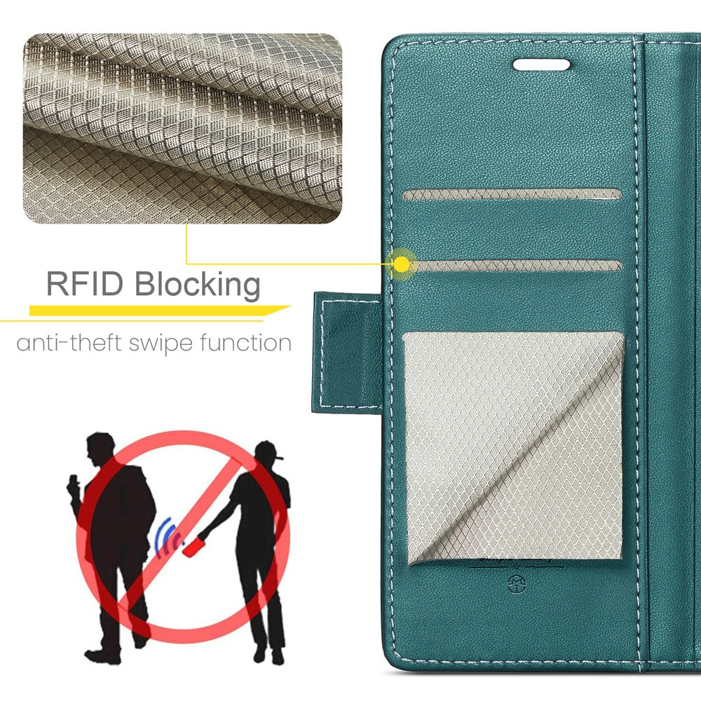 For Oppo Reno13 Pro 5G Case CASEME 023 Series RFID Blocking Leather Wallet Stand Phone Cover - Green