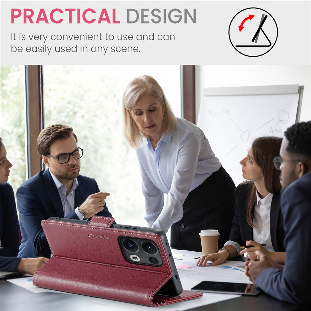 For Oppo Reno13 Pro 5G Case CASEME 023 Series RFID Blocking Leather Wallet Stand Phone Cover - Red